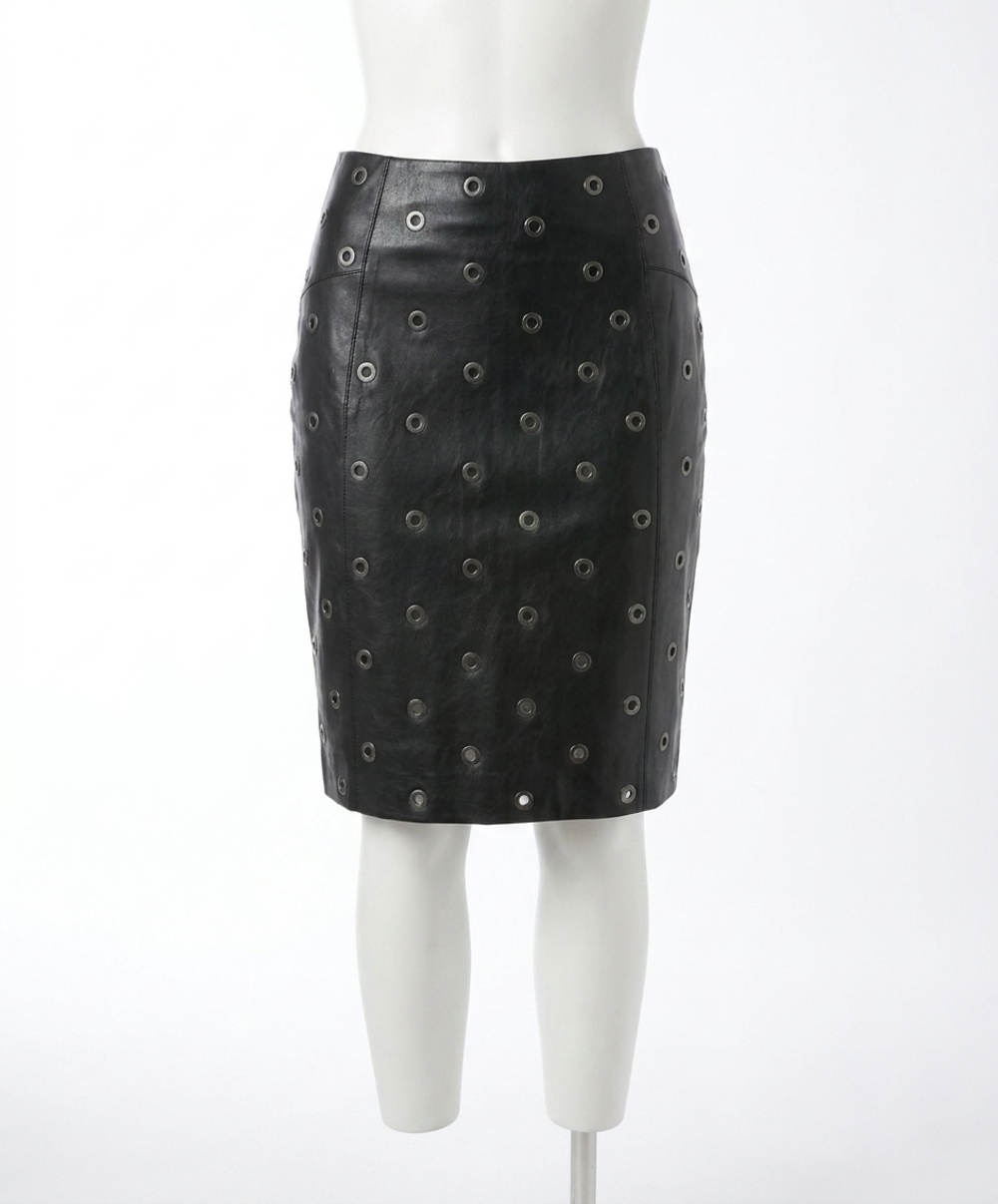 NEW LYSSE women's leonette grommet vegan skirt in black